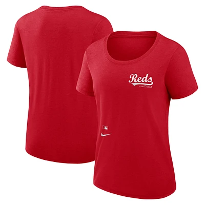 T-shirt Nike rouge Cincinnati Reds Authentic Collection Performance à encolure dégagée pour femme