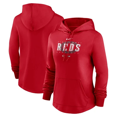 Women's Nike Red Cincinnati Reds Authentic Collection Pregame Performance Pullover Hoodie