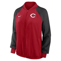 Veste à glissière pleine longueur Nike Cincinnati Reds Authentic Collection Team Raglan Performance pour femme, rouge