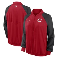 Veste à glissière pleine longueur Nike Cincinnati Reds Authentic Collection Team Raglan Performance pour femme, rouge