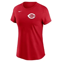 T-shirt Nike rouge pour femme avec logo Fuse des Cincinnati Reds