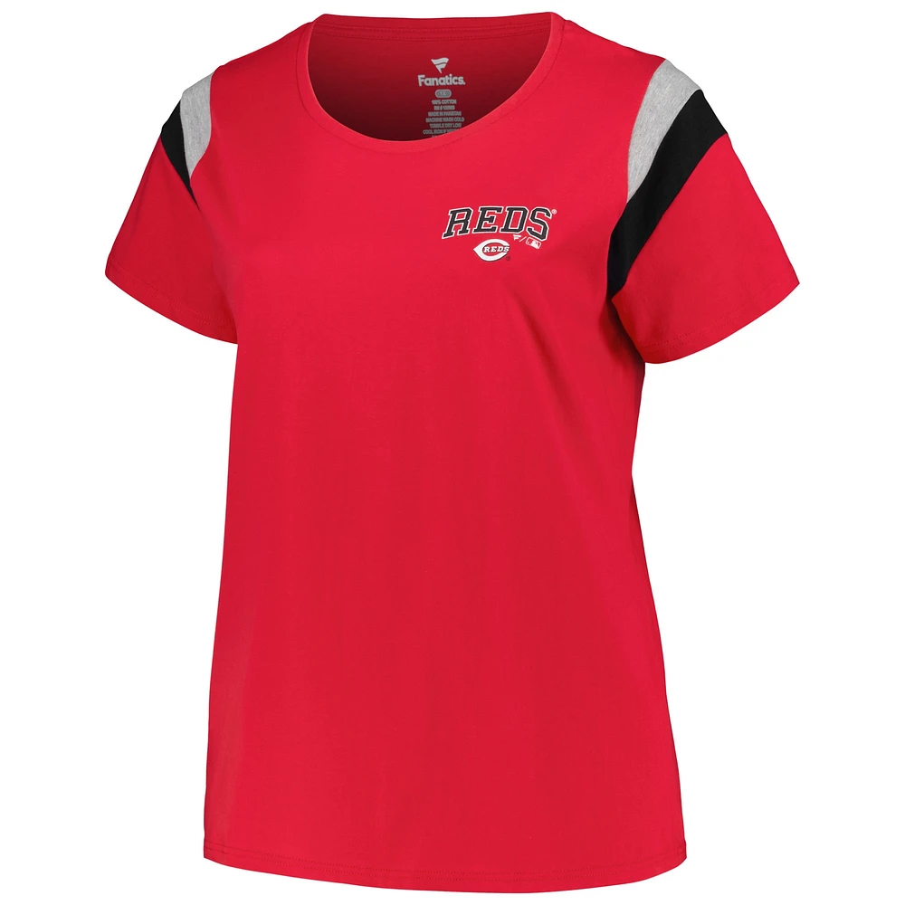 T-shirt à encolure dégagée grande taille Profile Red Cincinnati Reds pour femmes