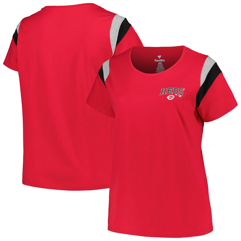 T-shirt à encolure dégagée grande taille Profile Red Cincinnati Reds pour femmes