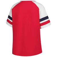 Women's Profile  Red Cincinnati Reds Plus Sized Arched Notch Neck T-Shirt
