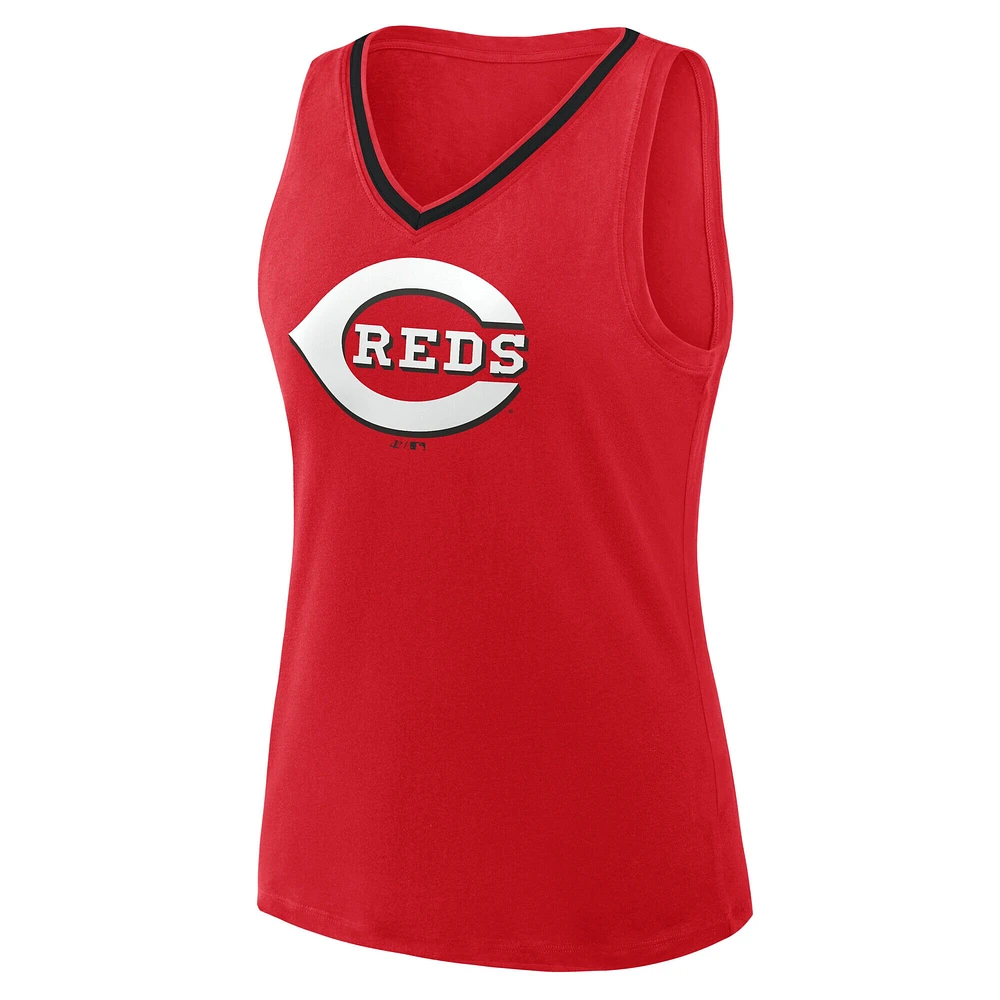 Women's Red Cincinnati Reds Stellar Win V-Neck Tank Top