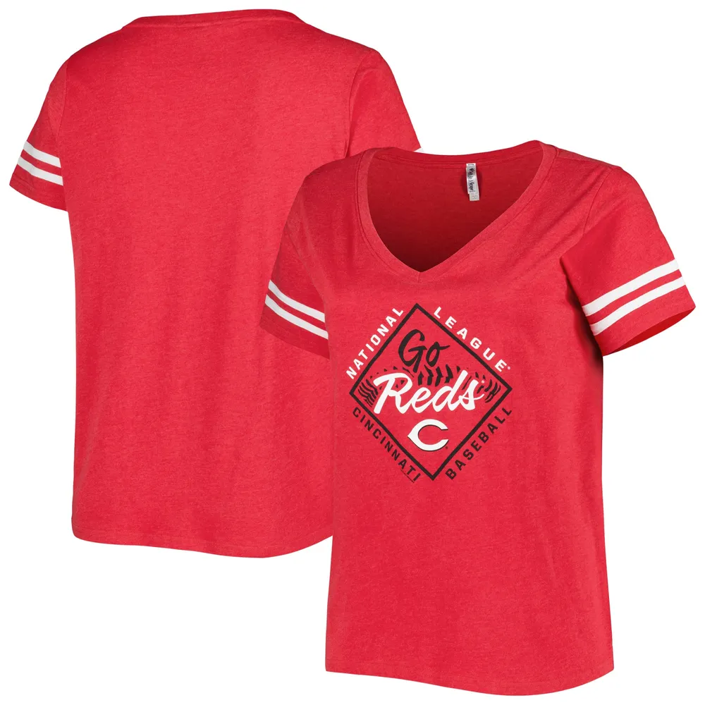 Soft as a Grape Women's Soft as a Grape Red Cincinnati Reds Plus V-Neck Jersey  T-Shirt
