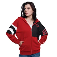 Women's Starter Red/Black Cincinnati Reds Curve Ball Full Zip Hoodie Sweatshirt