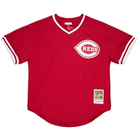 Mitchell & Ness Barry Larkin Rouge Cincinnati Reds Cooperstown Collection Maillot d'entraînement au bâton en maille pour jeune