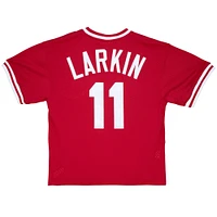 Mitchell & Ness Barry Larkin Rouge Cincinnati Reds Cooperstown Collection Maillot d'entraînement au bâton en maille pour jeune