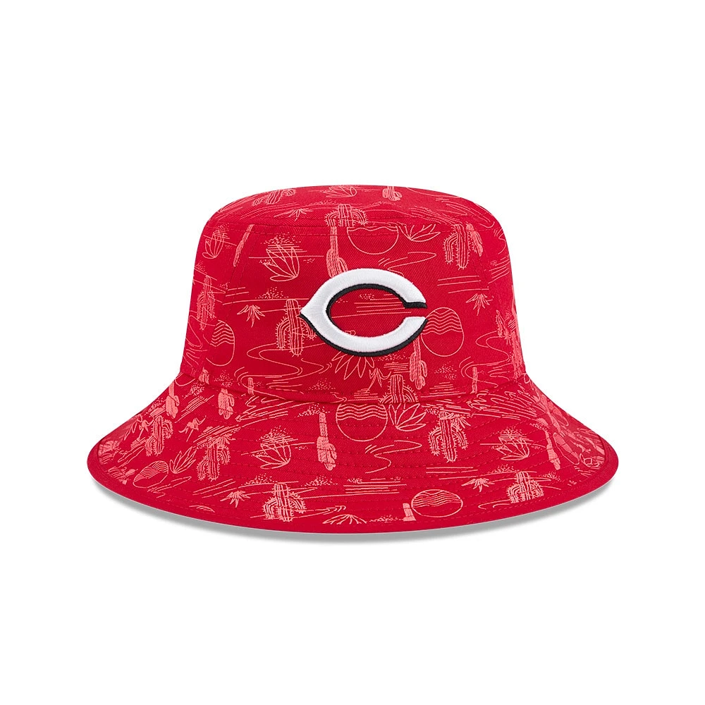 Youth New Era  Red Cincinnati Reds 2025 Spring Training All Over Print Bucket Hat