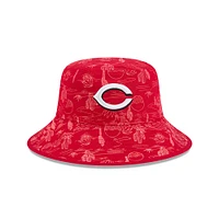 Youth New Era  Red Cincinnati Reds 2025 Spring Training All Over Print Bucket Hat