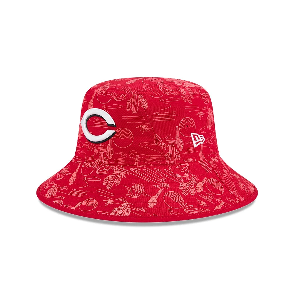 Youth New Era Red Cincinnati Reds 2025 Spring Training All Over Print Bucket Hat