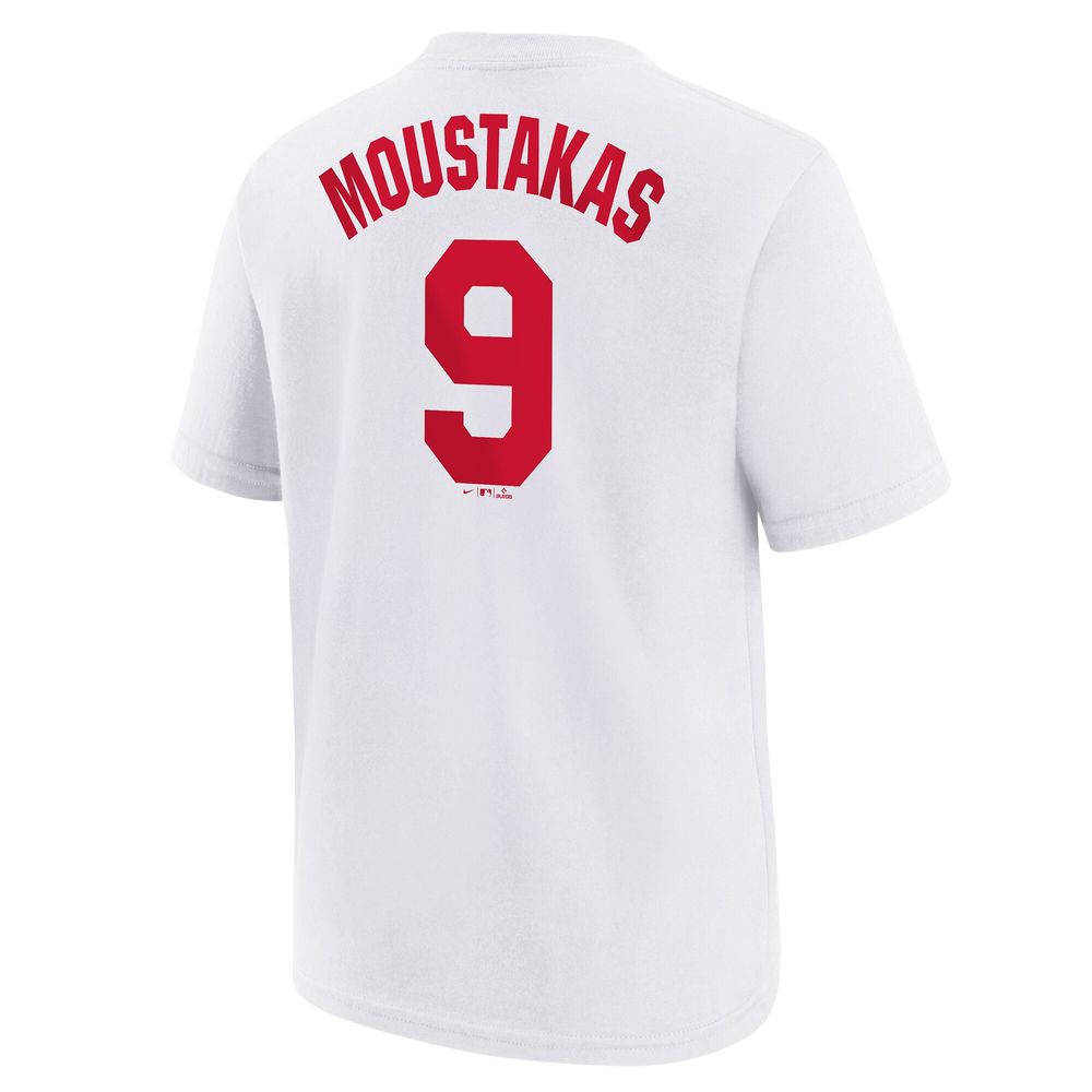 Youth Nike Mike Moustakas White Cincinnati Reds 2022 Field of Dreams Name & Number T-Shirt