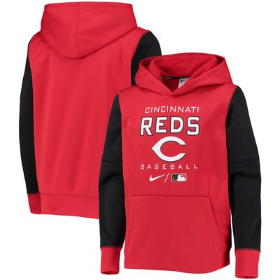 Youth Nike Red/Black Cincinnati Reds Authentic Collection Performance Pullover Hoodie