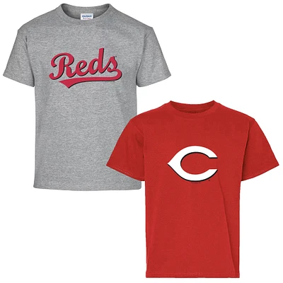 Youth Soft as a Grape  Red/Heather Gray Cincinnati Reds Two-Pack T-Shirt Set