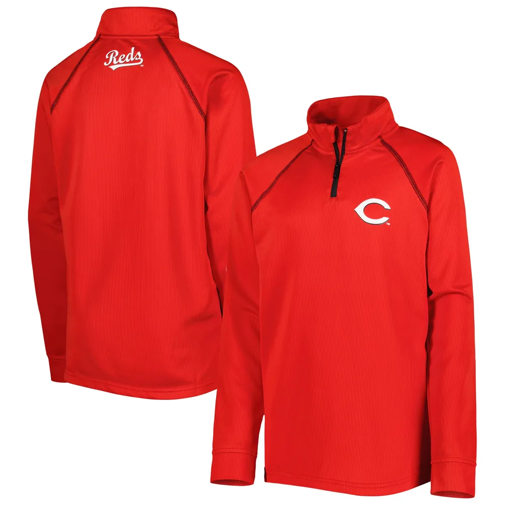 Lids Cincinnati Reds Stitches Youth Team Raglan Quarter-Zip Jacket - Red
