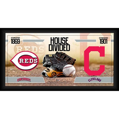 Cincinnati Reds vs. Cleveland Indians Framed 10" x 20" House Divided Baseball Collage