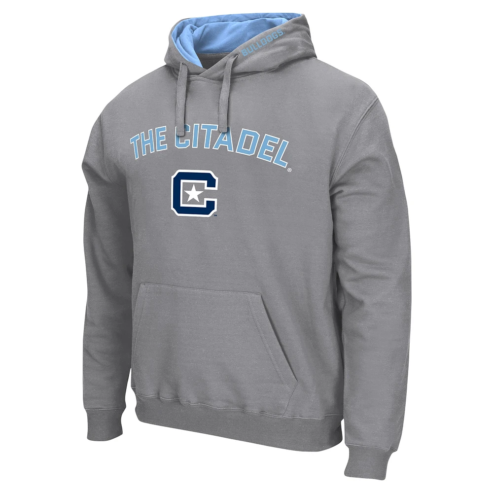 Men's Colosseum  Gray Citadel Bulldogs Arch & Logo Pullover Hoodie