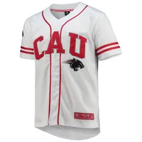 Maillot de baseball boutonné en maille Free Spirited des Panthers l'Université d'Atlanta Clark Colosseum blanc pour hommes