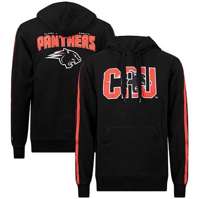 Men's FISLL Black Clark Atlanta University Panthers Oversized Stripes Pullover Hoodie