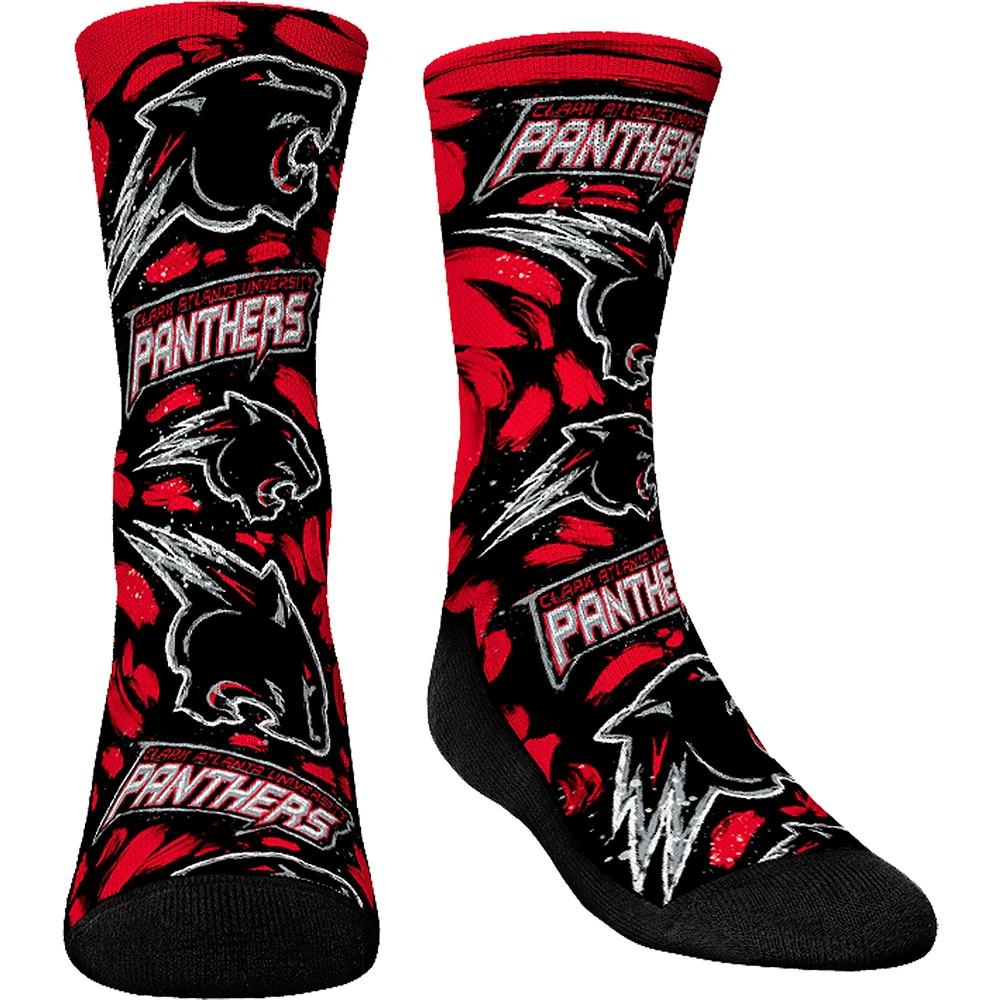 Youth Rock Em Socks Clark Atlanta University Panthers Allover Logo & Paint Crew Socks