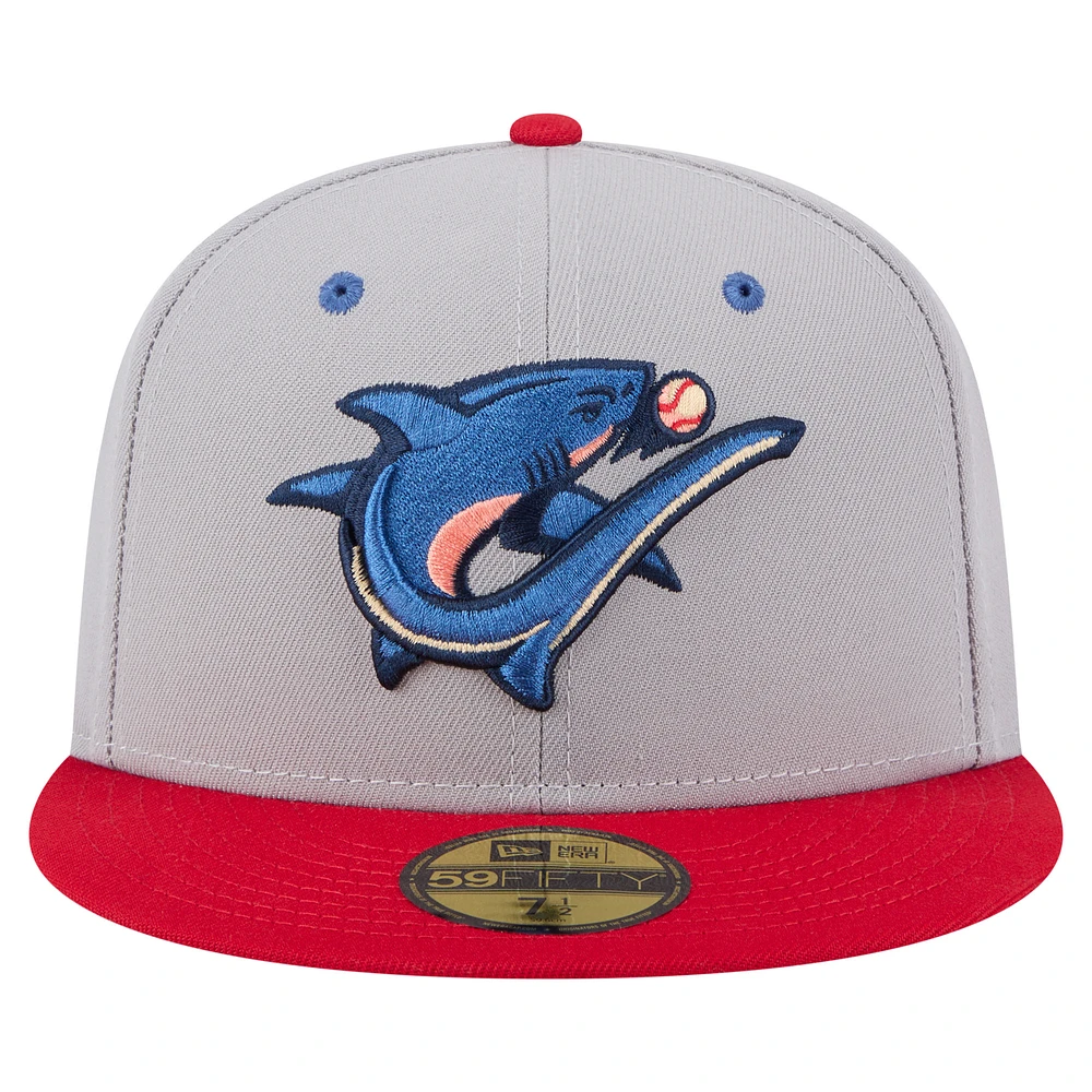 Men's New Era  Gray/White Clearwater Threshers Authentic Collection 59FIFTY Fitted Hat