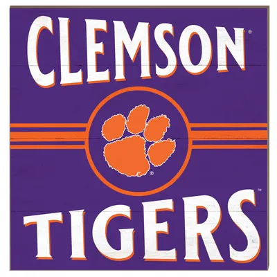 Clemson Tigers 10'' x 10'' Retro Team Sign