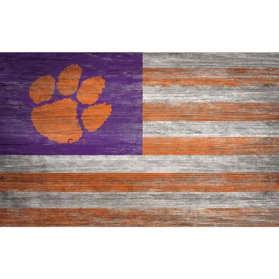 Clemson Tigers 11'' x 19'' Distressed Flag Sign