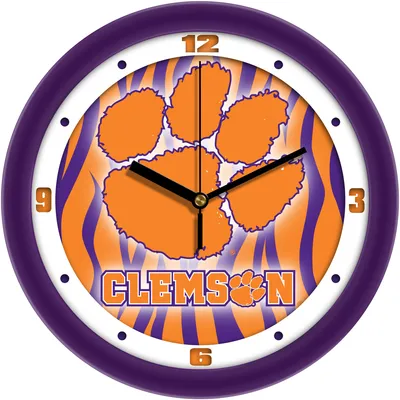 Clemson Tigers 11.5'' Suntime Premium Glass Face Dimension Wall Clock