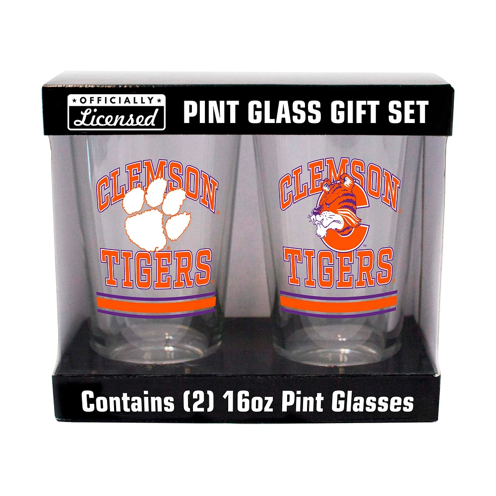 Tigres de Clemson 16oz. Verre à pinte, paquet de deux