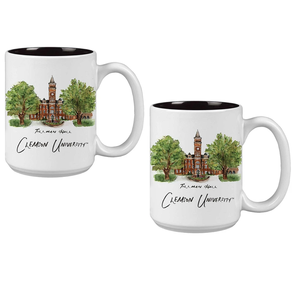 Lot de 2 tasses de 15 oz des Tigers de Clemson. Ensemble de tasses de l'Université Laura Wilcox