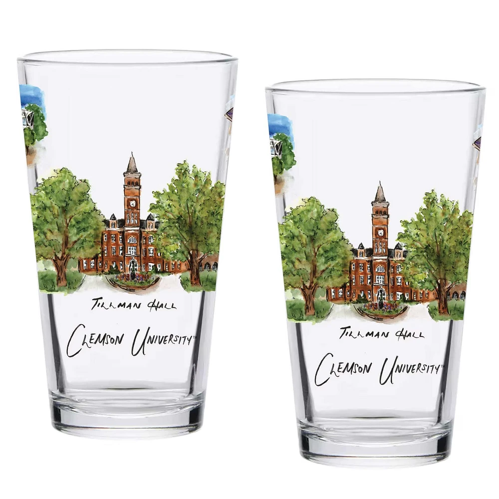 Lot de 2 pintes de 16 oz des Clemson Tigers. Ensemble de pintes de l'université Laura Wilcox