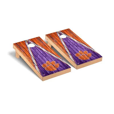 Clemson Tigers 2' x 4' Weathered Triangle Cornhole Board Set