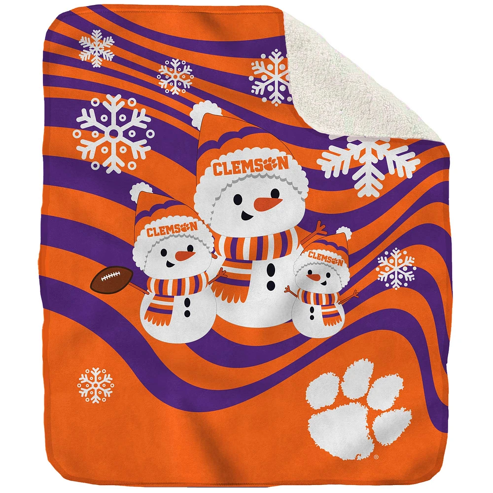 Clemson Tigers 50'' x 60'' Snowman Sherpa Blanket