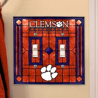 Clemson Tigers Art-Glass Double Switch Plate Cover