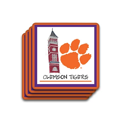 Ensemble de quatre sous-verres Clemson Tigers