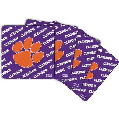 Ensemble de quatre sous-verres à répétition carrée Clemson Tigers