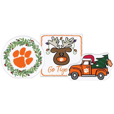 Clemson Tigers Holiday Tabletop Block Decor Set