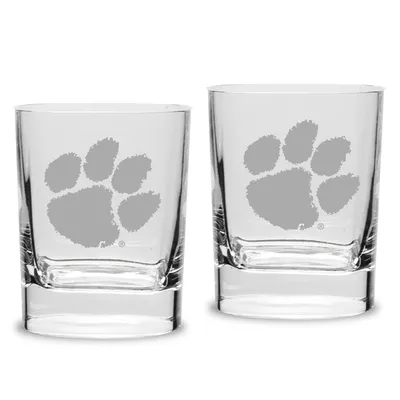 Clemson Tigers Set of 2 Square Double Old Fashioned Glasses
