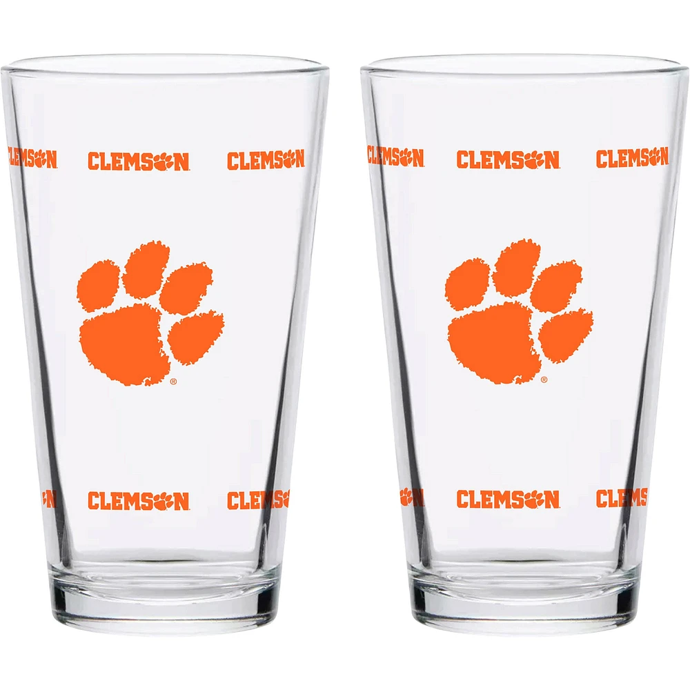 Clemson Tigers Pack de deux Knockout 16 oz. Ensemble de verres à pinte