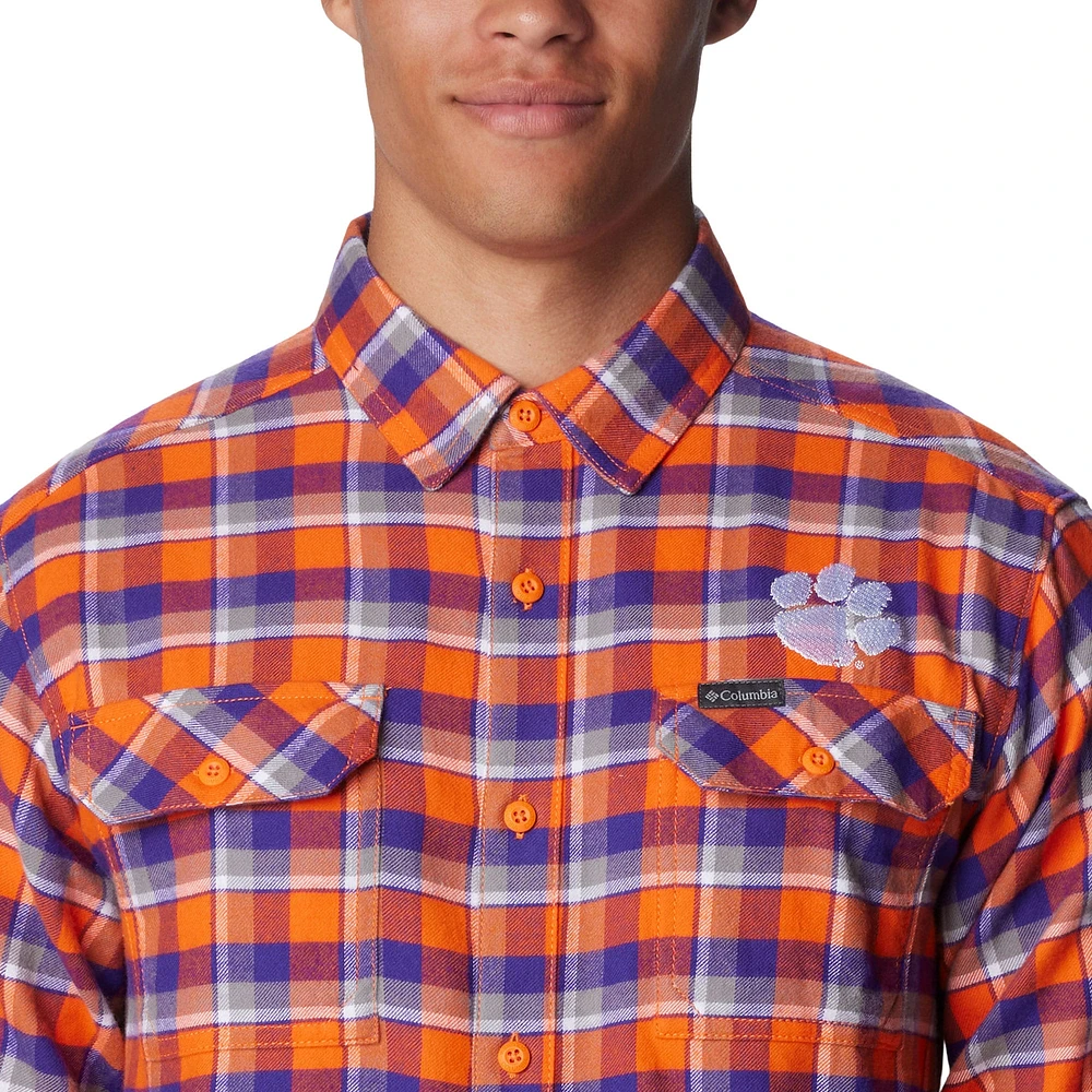 Chemise à manches longues en flanelle Columbia Clemson Tigers Flare Gun orange