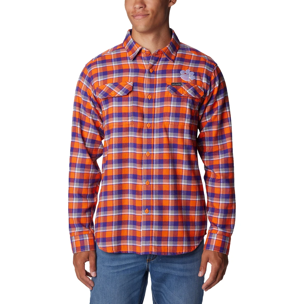 Chemise à manches longues en flanelle Columbia Clemson Tigers Flare Gun orange