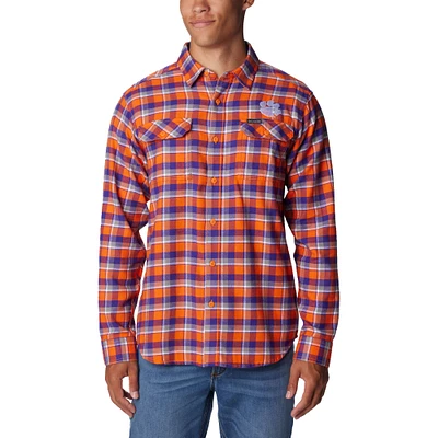 Columbia  Orange Clemson Tigers Flare Gun Flannel Long Sleeve Shirt