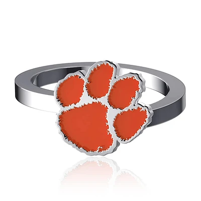 Dayna Designs Clemson Tigers Bypass Enamel Silver Ring