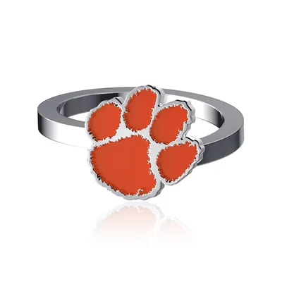 Clemson Tigers Dayna Designs Bypass Enamel Silver Ring