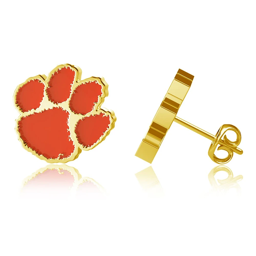 Dayna Designs Boucles d'oreilles en émail plaqué or Clemson Tigers