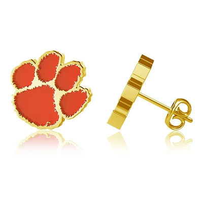 Dayna Designs Boucles d'oreilles en émail plaqué or Clemson Tigers