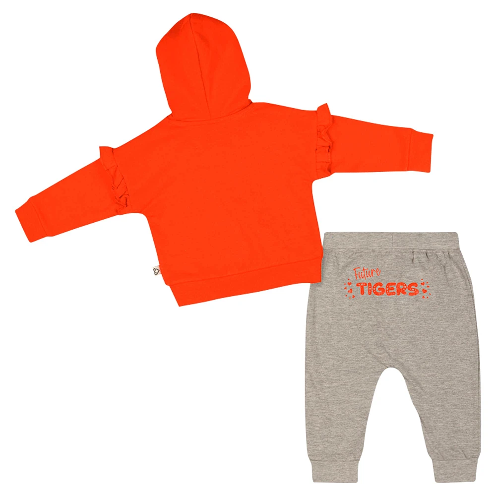 Ensemble sweat à capuche et pantalon en polaire orange Clemson Tigers pour fille