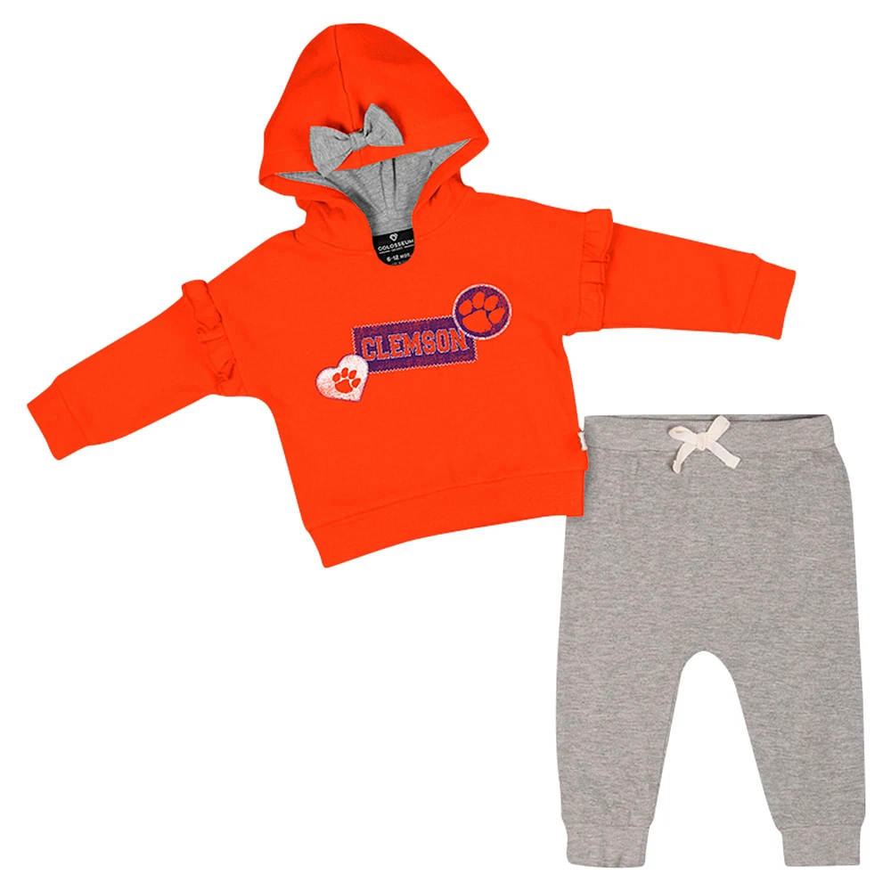 Ensemble sweat à capuche et pantalon en polaire orange Clemson Tigers pour fille