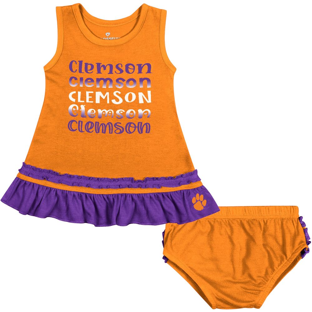 Girls Infant Colosseum Orange Clemson Tigers Ruffle Toons Dress & Bloomers Set